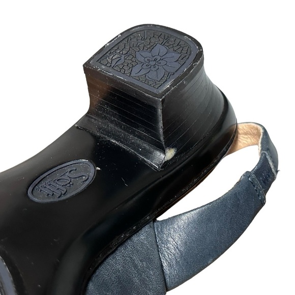 Sofft Slide Sandal Kitten Heels Women’s Size 8M Navy Leather Open Toe Slingback - Picture 11 of 13